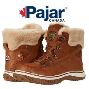 Pajar Canada Giselle Waterproof Leather Snow Boots Fur Lined Brown